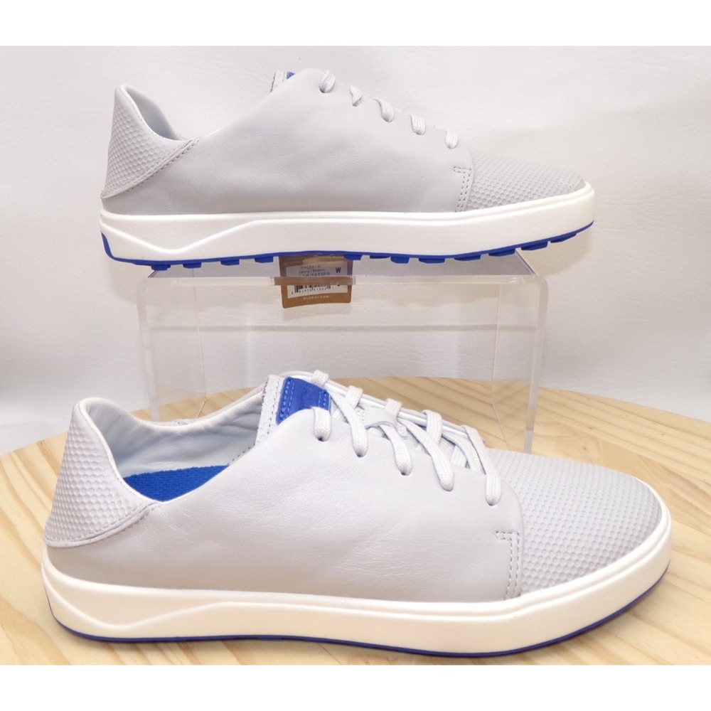 Olukai Wailea Spikeless Golf Shoes Womens Gray / Blue Sz 8 Leather Sneakers NEW